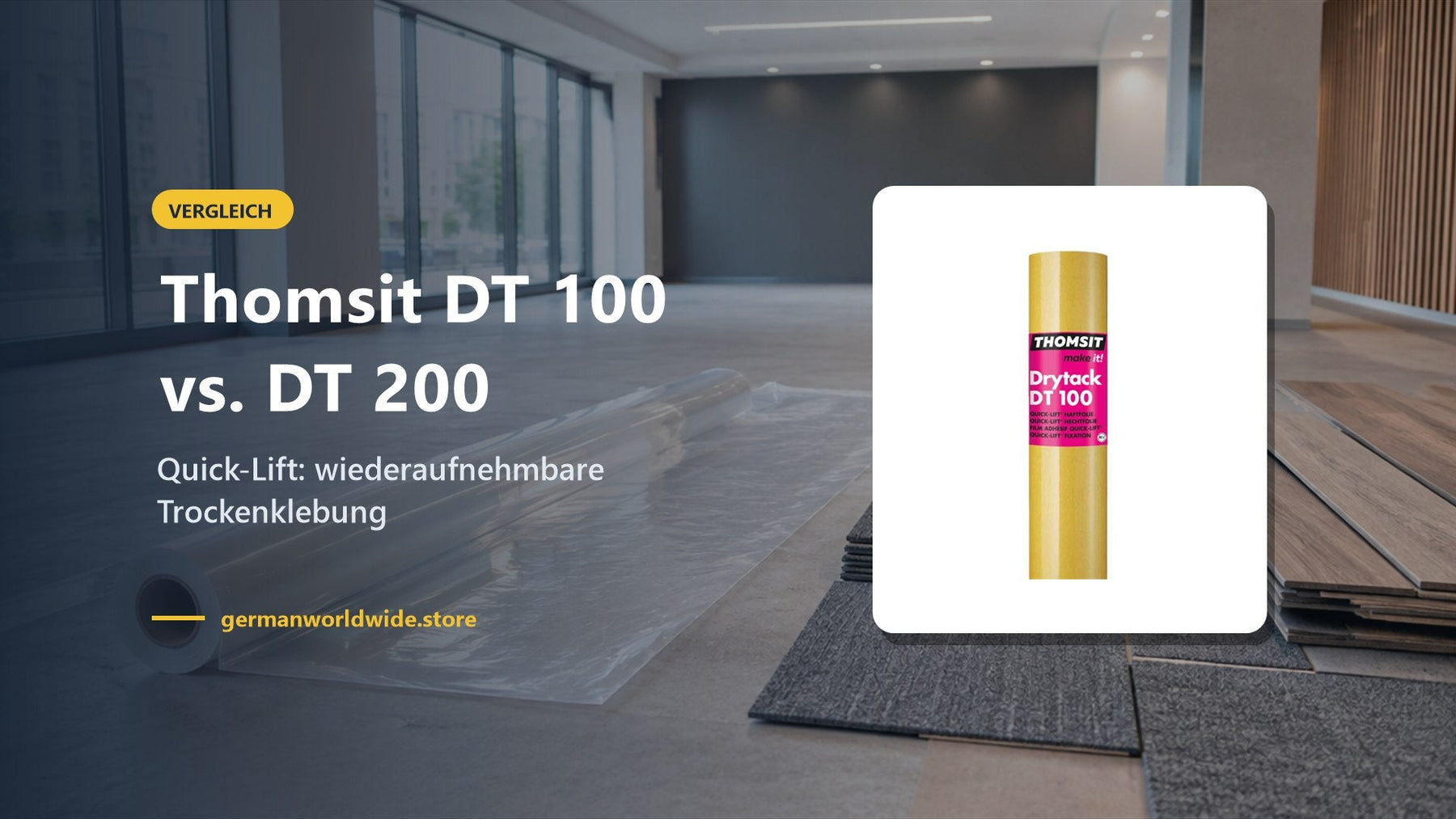 Thomsit DT 100 vs. DT 200 – Quick-Lift: wiederaufnehmbare Trockenklebung