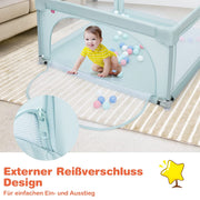 Tragbarer Baby-Laufstall mit Sicherheitstoren, 120 x 120 x 68 cm, Blau