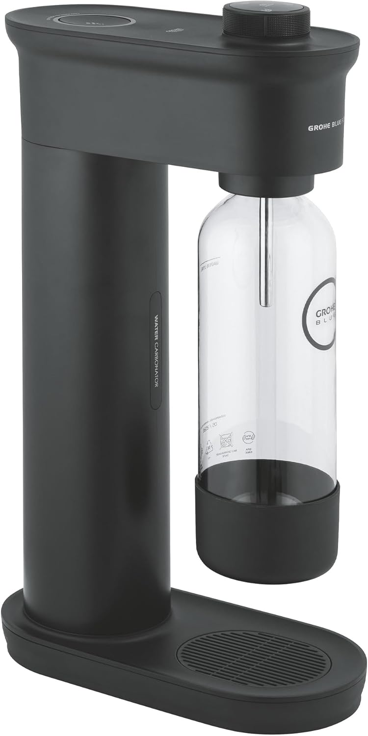 Grohe Blue Fizz - Wassersprudler Set (3 Einstellbare CO2 Stufen, Inkl. CO2 Flasche, 1X 0,85L Wasserflasche + Reinigungspulver), Schwarz