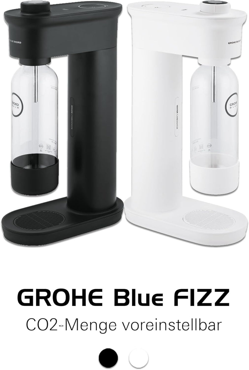 Grohe Blue Fizz - Wassersprudler Set (3 Einstellbare CO2 Stufen, Inkl. CO2 Flasche, 1X 0,85L Wasserflasche + Reinigungspulver), Schwarz