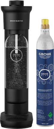 Grohe Blue Fizz - Wassersprudler Set (3 Einstellbare CO2 Stufen, Inkl. CO2 Flasche, 1X 0,85L Wasserflasche + Reinigungspulver), Schwarz