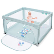 Tragbarer Baby-Laufstall mit Sicherheitstoren, 120 x 120 x 68 cm, Blau