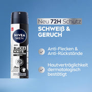 NIVEA MEN Black & White Invisible Deo Spray, Anti-Transpirant Mit Anti-Flecken-Formel, Mit 72H Anti-Transpirant-Schutz Und NIVEA MEN Pflegekomplex (150 Ml)