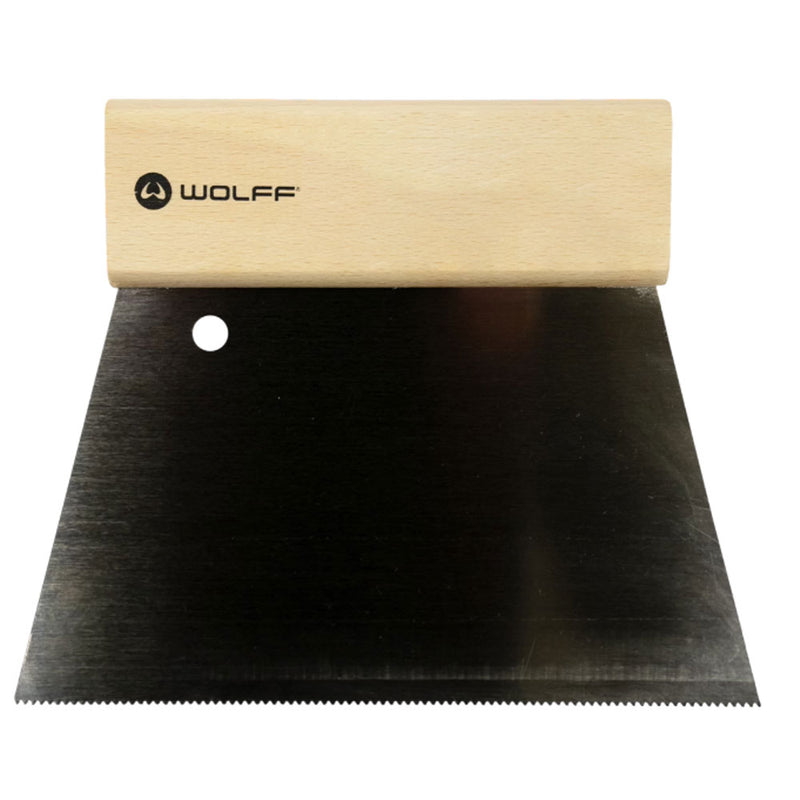 Wolff Kleber‑Spachtel 18 cm — Holzgriff | Zahnungen A1, A2, B1–B3, B11 + ungezahnt